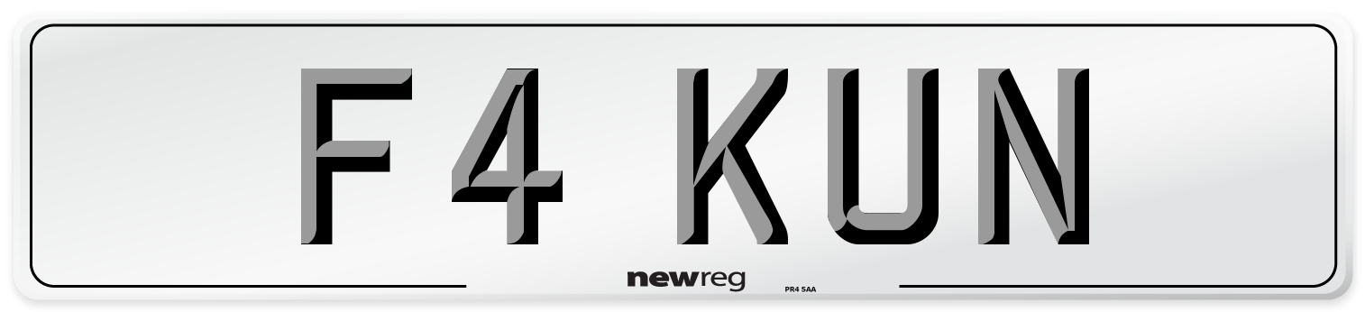 F4 KUN Number Plate from New Reg
